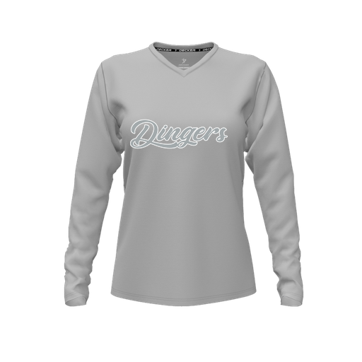 [FTLVCFGY-FYXS-LOGO1] Decker Comfort T-Shirt (Female Youth XS, Gray, V Neck, Logo 1, Long Sleeve)