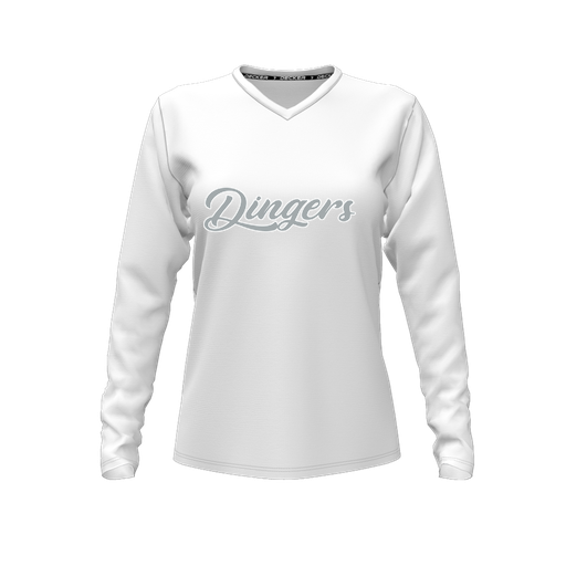 [FTLVPTWH-FYXS-LOGO1] Decker Performance T-Shirt (Female Youth XS, White, V Neck, Logo 1, Long Sleeve)