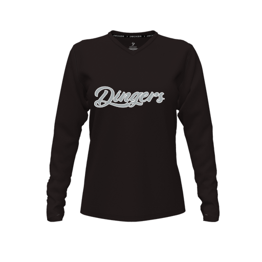 [FTLVPTBK-FYXS-LOGO1] Decker Performance T-Shirt (Female Youth XS, Black, V Neck, Logo 1, Long Sleeve)