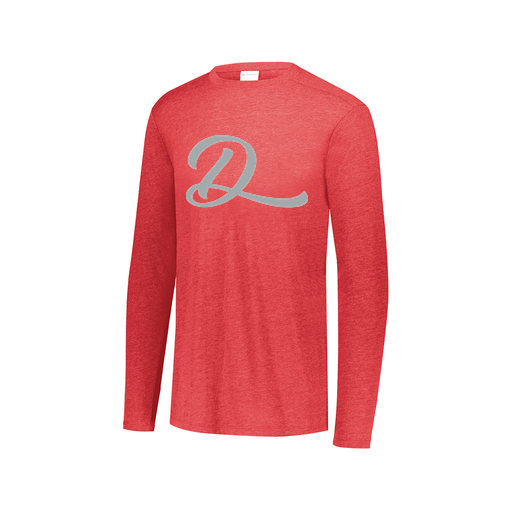 [FTLCUBRD-AXS-LOGO2] Decker Men's Tri-Blend T-Shirt - Long Sleeve (Adult XS, Red, Logo 2)