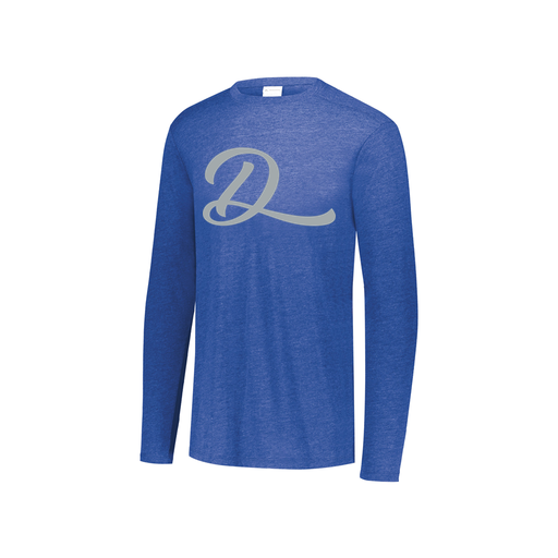 [FTLCUBRY-YS-LOGO2] Decker Youth Tri-Blend T-Shirt - Long Sleeve (Youth S, Royal, Logo 2)