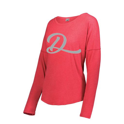 [FTLCUBRD-FAS-LOGO2] Decker Women's Tri-Blend T-Shirt - Long Sleeve (Female Adult S, Red, Logo 2)